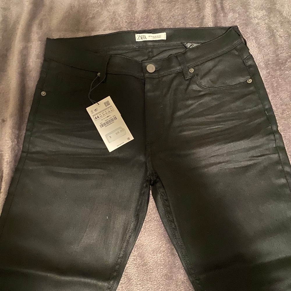 Zara Black Wax Jeans